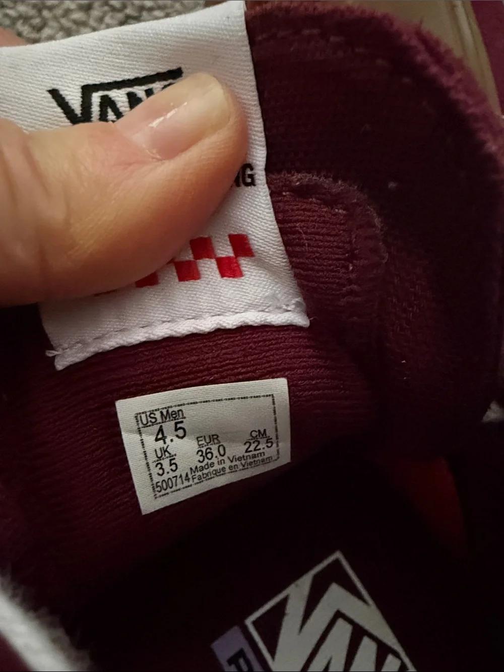 [VANS] Burgundy SK8 High-Top Gum Soled Suede Sneakers with White Stripe - Picture 7 of 7
